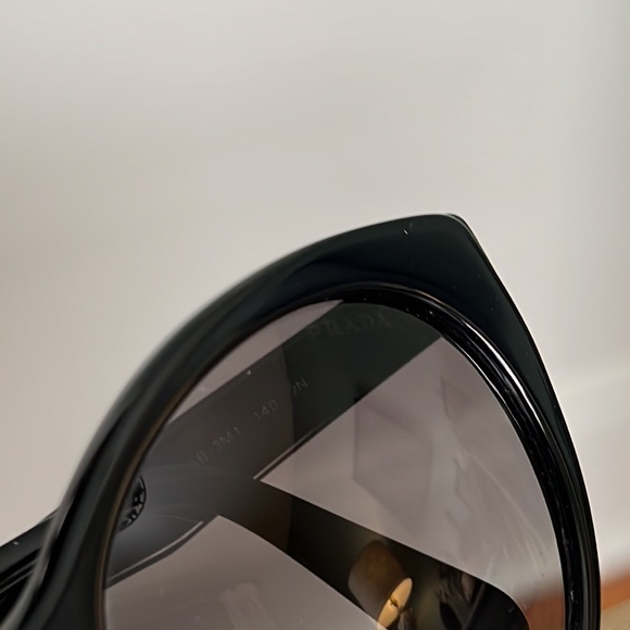 Authentic Prada SPR 230 black silver signature cat eye sunglasses W/box 56/20 - Picture 11 of 17